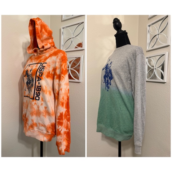 2-Pack U.S Polo Assn Orange/White & Gray/Green Hoodie’s - Picture 3 of 9